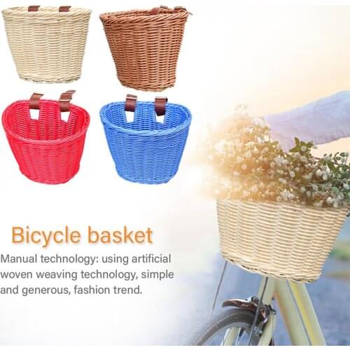 21*16*16cm Kids Rattan Front Handlebar Bike Basket Kids Handwoven Bike Basket For Boys And Girls Bicycles