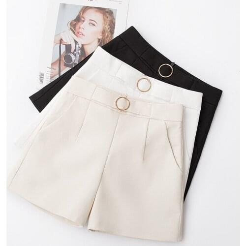 Spring and summer 2020 South Korean new versatile wear black high waist loose thin wide leg casual A-line shorts for women