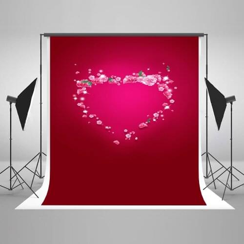 VinylBDS Red Wedding Photo Backgrounds Heart Rose Love Photography Backdrops Washable Photo Backdrop 3420 LK