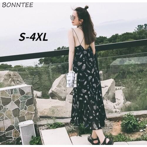 Dresses Women Plus Size Backless V-Neck Sleeveless Baggy Beach Holiday Sexy Elegant Sweet Girls Casual Korean Style Vintage Cozy