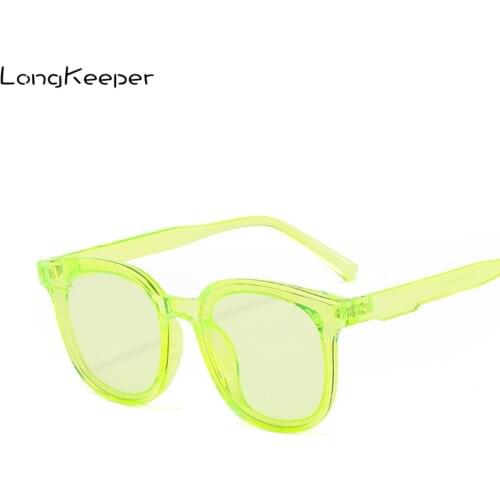 LongKeeper Ladies Cat Eye Sunglasses Women Brand Designer Fashion Sun Glasses Female Neon Green Eyewear UV400 De Sol Mujer