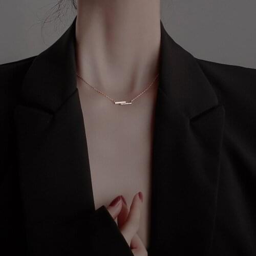 VENTFILLE 925 Sterling Silver Zircon Geometric Necklace For Women Temperament Clavicle Chain Girlfriend Gift Jewelry Accessories