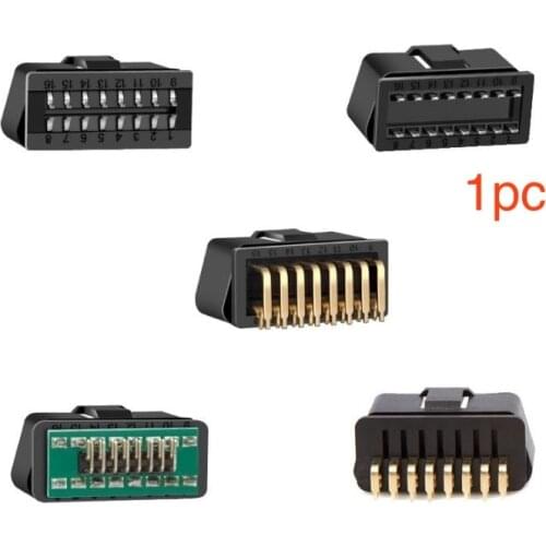 1PC Car OBD2 male 16pin connector gold-plated 90 degree curved needle male obdii plug 12V 24V J1962M