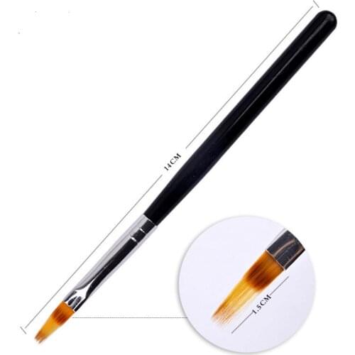 1Pc Gradient Painting Pen Drawing Nail Brush Black Wooden Handle UV Gel Tool