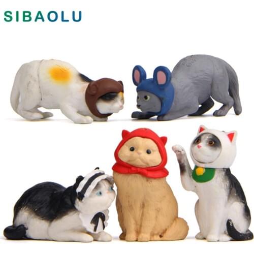 1pc Cosplay Cat Figurine Miniature Kitten Mouse Animal Decoration mini fairy garden Cartoon statue Art craft Home Car Decorative