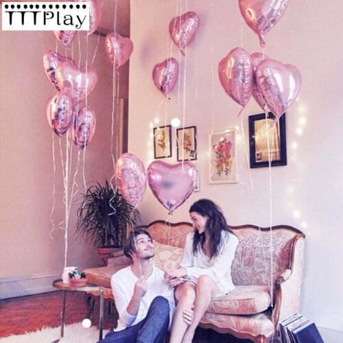 10pcs 18 inches Pink Love Foil Heart Helium Balloons Wedding Birthday Party Decoration I Love You Marriage Globos Orbs Supplies