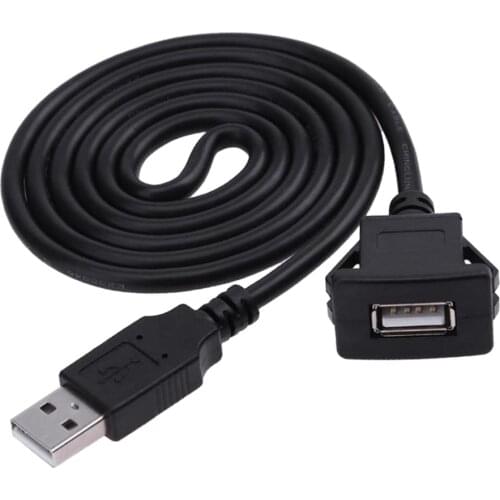 2m / 6.7ft Extension Cable Mounting Panel USB 2.0 Male To Female Car Single Port