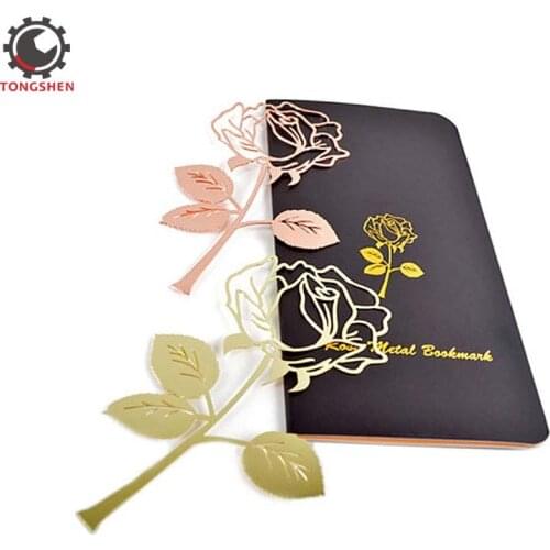 2Pcs Rose Metal Bookmark Rose Gold Clips Paper Clip Metal Bookmark Memo Clips Kawaii Stationery School Office Supplies