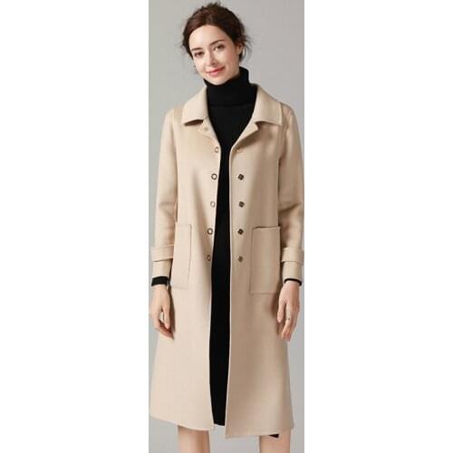 2020 Fashion Wool Coat Female Long Sided Alpaca Cashmere Coats Women Autumn Winter Jacket casaco feminino YJR9076