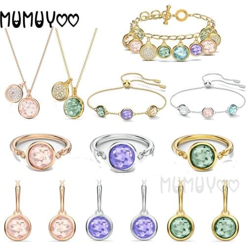 2020 SWA 1:1 High Quality Fashion Jewelry Candy Color Round Color Crystal Set Luxury Women Jewelry Gift