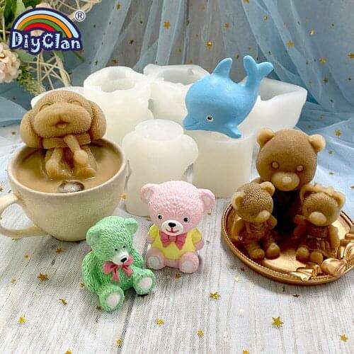 3D Teddy Bear Chocolate Silicone Mold For Cake Epoxy Resin Craft Making Bear Ice Cube Mold For Coffee Drink Ice Cream Decor