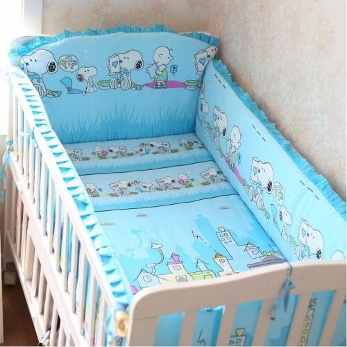 Promotion! 6PCS crib bedding kit 100% cotton baby bedding set for crib set (bumpers+sheet+pillow cover)