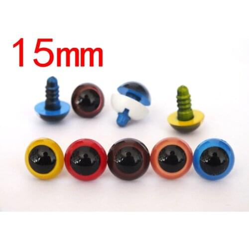Frfree Shipping!50pcs 15mm mix color Colored Safety Eyes / Plastic Eyes - Amigurumi Animals Craft Eyes