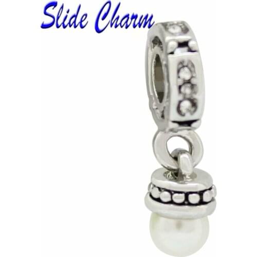 Simple 5mm straight hole fashion jewelry DIY charm white artificial beads pendant spacer beads Fit Pandora Bracelet Necklace