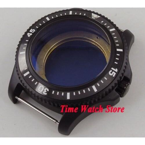 44mm PVD coated black ceramic bezel Watch Case fit ETA 2836 DG2813 3804 MIOTA 8215 8205 821A movement C13