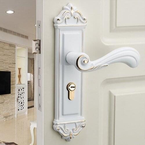European white interior room door lock modern minimalist handle lock bedroom door lock wooden door handle