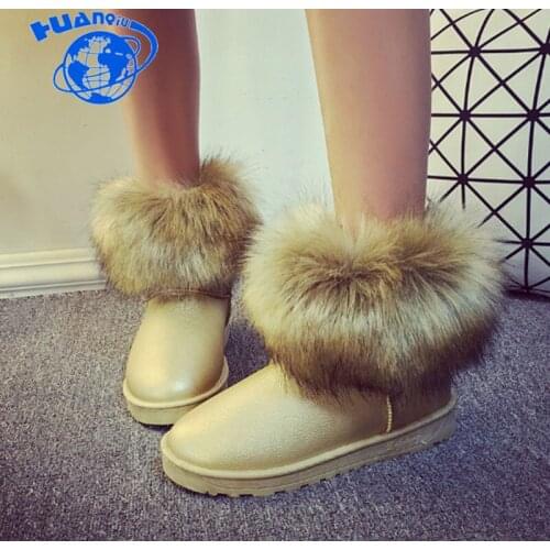 HUANQIU Brand shoes Woman Thick Fur Fashion Snow Boots 2018 New Winter Cotton Warm Shoes For Women Ankle Boots Big size ZLL435
