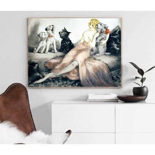 Louis Icart Classic Painting Artwork Poster Vintage Prints , SINGING Dogs Retro Picture Wall Art Canvas Print Living Room Decor