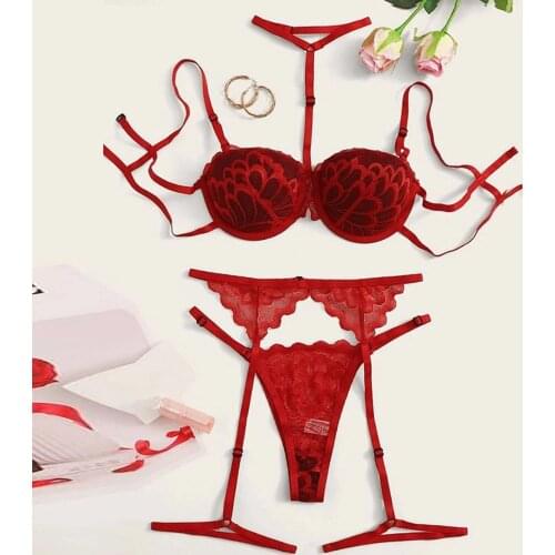 Women Underwear Set Sexy Lingerie Wirefree Push Up Bras Garter Bandage Lace Underwear Set Sensual Lingerie Woman Bra Brief Sets