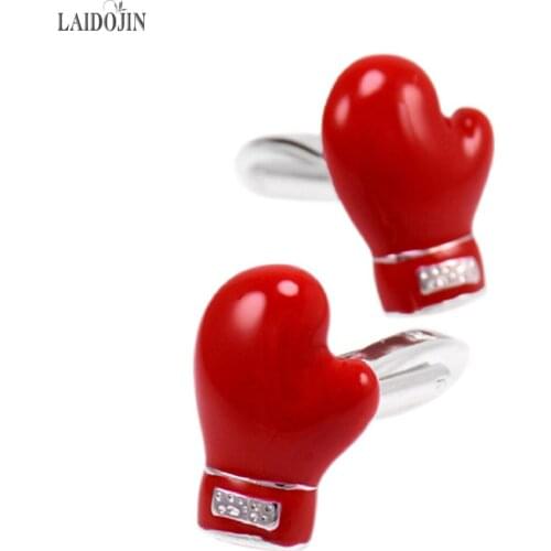 LAIDOJIN Red Boxing Gloves Cufflinks For Men Shirt Accessories High Quality Novelty Cufflink Wedding Gift Fashion Brand Jewelry