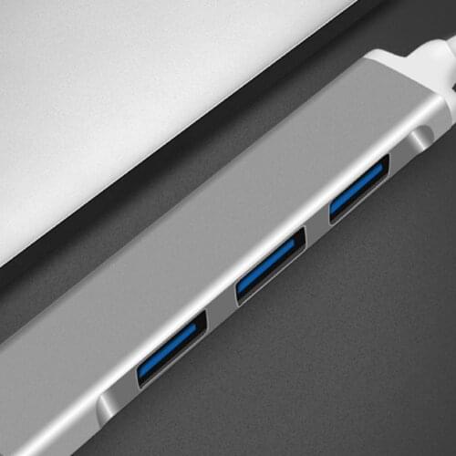 Mini Docking Station 4 Ports USB 3.0 Cable Hub Splitter Connector for Laptop
