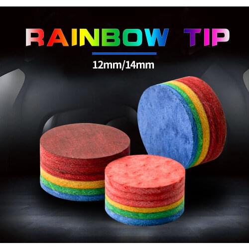 Rainbow Tip Billiards Pool Cue Tip 12mm/14mm Multi-Layers Pool Cue Stick Tip Professional Durable Billiard Accessories