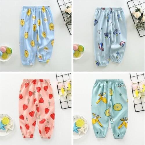 Fashion Brand Kids Pants Loose Casual Trousers Big Boys Sports Pants Girls Cartoon Cute Harem Pants Children Anti-mosquito Pants