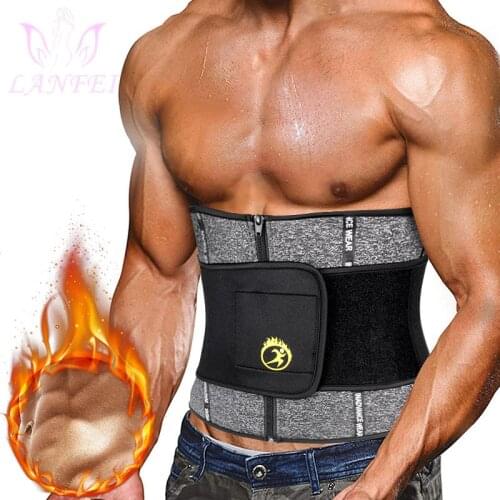 LANFEI Thermo Body Shspers Slimming Belt Men Neoprene Double Waist Trainer Sweat Corset Weight Loss Home Fitness Sauna Shapewear