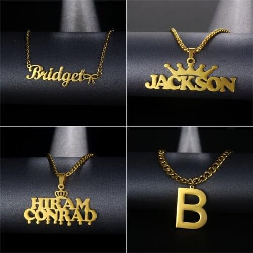 Customizable Name Necklace 5mm Cuban Chain Stainless Nameplate whith Crown Glamour for Woman Men Jewelry Birthday Gifts