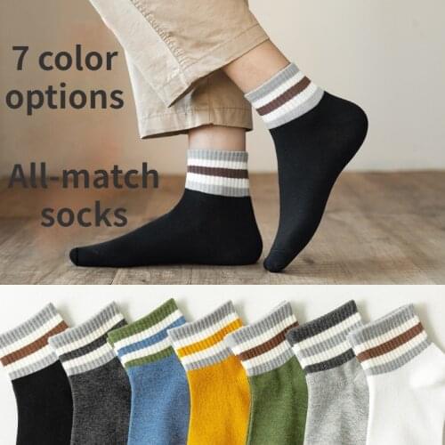 8pcs = 4pairs / lot Cotton Mens Socks Summer And Autumn Striped Low-cut Ankle Socks Sports And Leisure Popular Socks