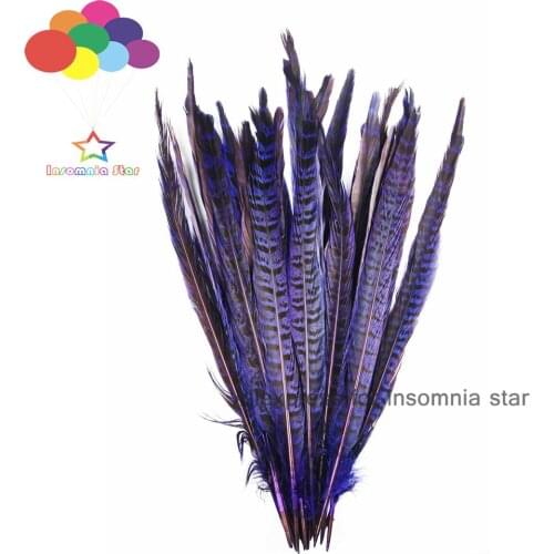 New 100pcs 25-35CM sapphire Female Pheasant Tail feather For Crafts Wedding Decorative DIY Plumes