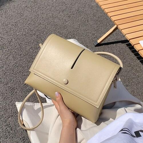 Solid Color PU Leather Flap Crossbody Bags For Women 2021 Female Brand Shoulder Messenger Bags Luxury Lady Chain Handbags