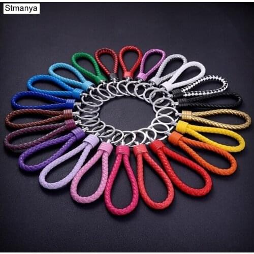 Weaving leather rope key chain braided rope PU leather rope car New key ring K1499