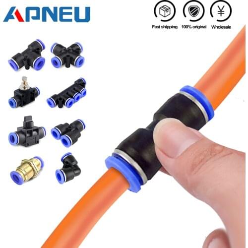 Pneumatic Fitting Hose Connector Tube Plastic Joint Compressor Push-in Quick Release Pipe for 4mm 6mm 8mm 10mm 12mm Pu Py
