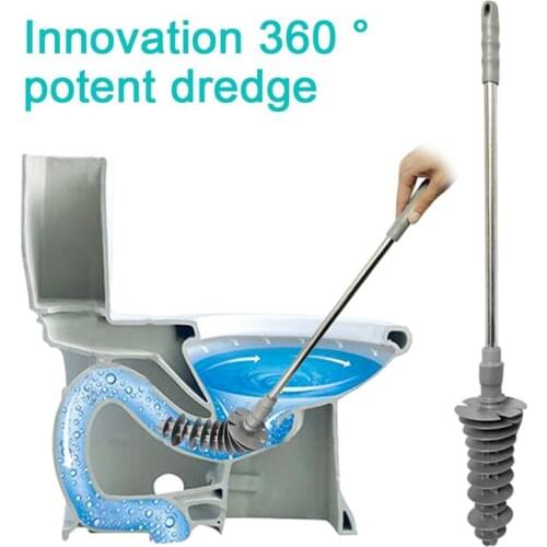 Piston Toilet Plunger Heavy Duty Toilet Unblocker Suction Pipe Manual Powerful Bellows Plunge Tool for All Toilets