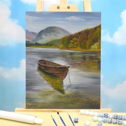 Natural Scenery The Rowing Boat DIY Painting By Numbers Set Oil Paints 50*70 Oil Painting Decoration For Adults Wholesale
