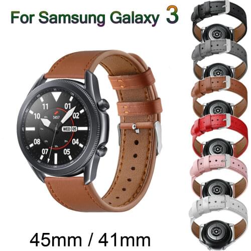 For Samsung Galaxy Watch 3 45mm Band 20mm 22mm Genuine Leather Wristbands Bracelet For Galaxy Watch3 41mm Strap