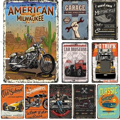Rusty Garage Metal Tin Sign Motorcycle Metal Signs Home Bar Club Living Room Metal Wall Plate Vintage Poster Decorative Plate