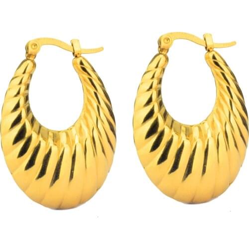 FairLadyHood 2020 New Gold Color Circle Creole Earrings, Stainless Steel Big Round Wives Hoop Earrings Gifts For Women