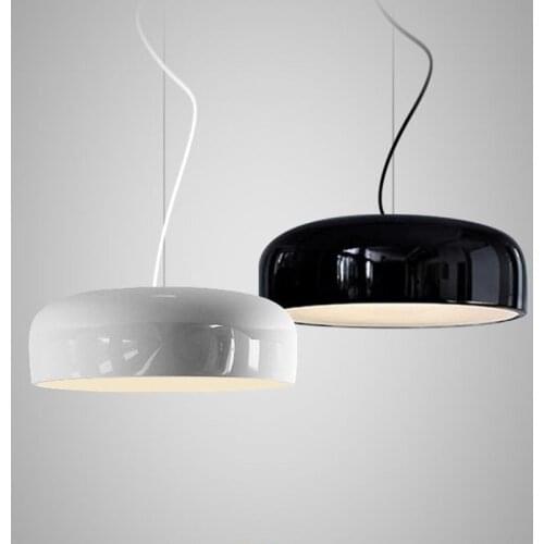 Modern Nordic Round Simple Black White Makaron Pendant Lights Dia35/48/60cm Lampshade Pendant Lamps Dinning room Livingroom