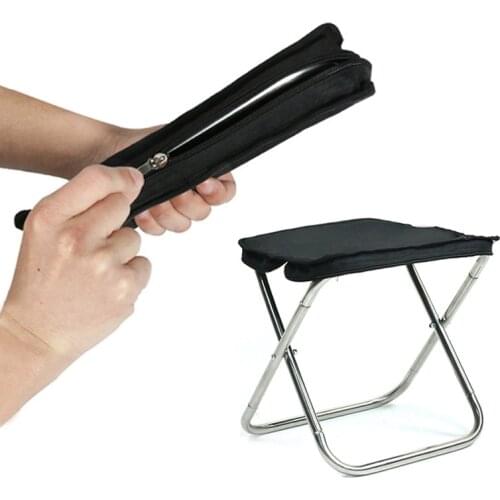Outdoor Handbag Folding Stool Stainless Steel Bbq Fishing Chair Travel Subway Super Light Horse Stool Outdoor Furniture