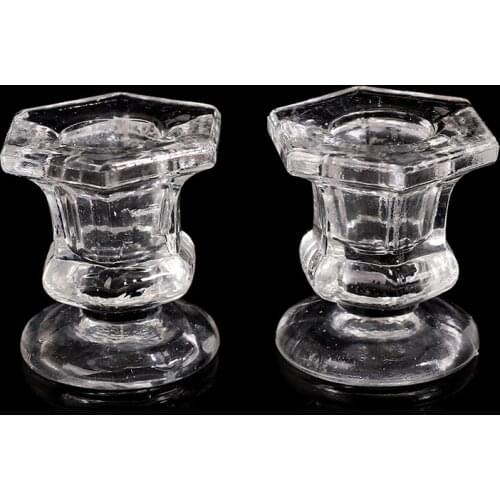 2pcs Glass Candle Holders Wedding Candlestick Fine Transparent Crystal Glass Candle Stand Dining Home Decoration