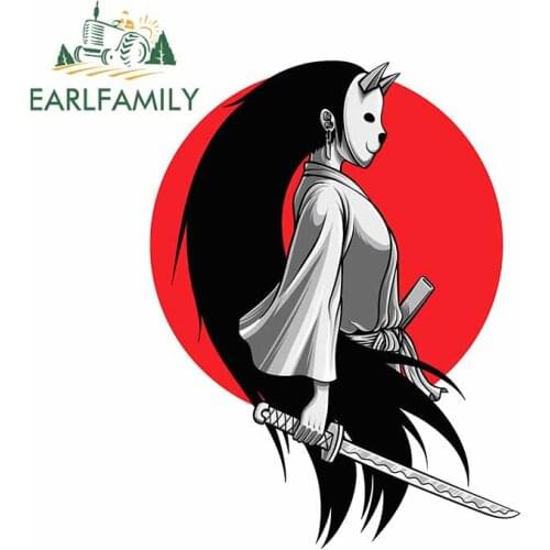 EARLFAMILY 13cm x 9.8cm for Neko Ninja Girl with Katana Car Stickers Scratch-Proof Decal Anime Windshield Cartoon Vinyl Car Wrap