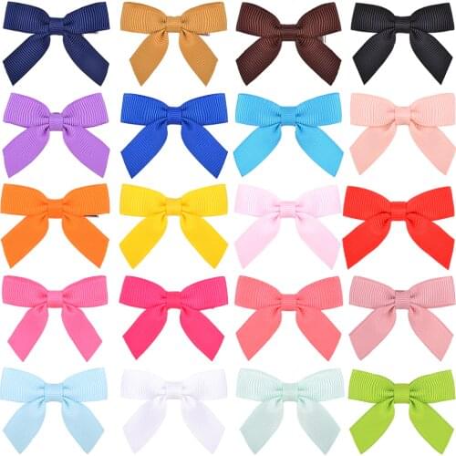 20Color 1Piece Solid Ribbon Hair Bows Hair Clips For Girls Boutique Hairpins Barrettes Headwear Cute Kids Hair Accessories 468