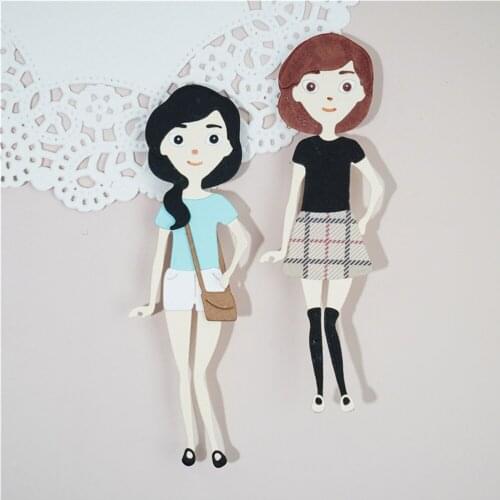 Girls With T-shirt Skirt Shoulder Bags Beaty Look Metal Cutting Dies For Scrapbooking Diy Handmade Embossing Stencils New 2021