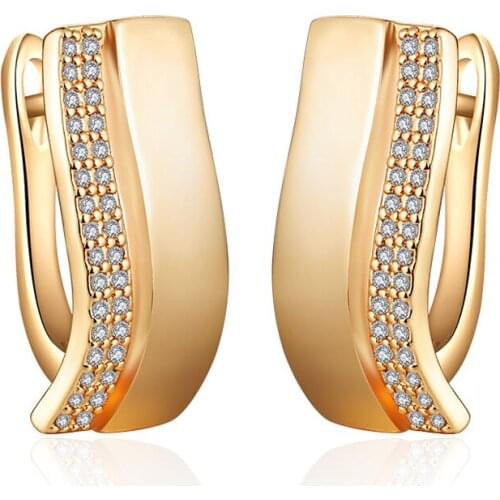 New Fashion CZ Stud Earrings for Women Gold Silver Color Plated Cubic Zirconia Charm Earrings Simple Wedding Party Jewelry Gifts