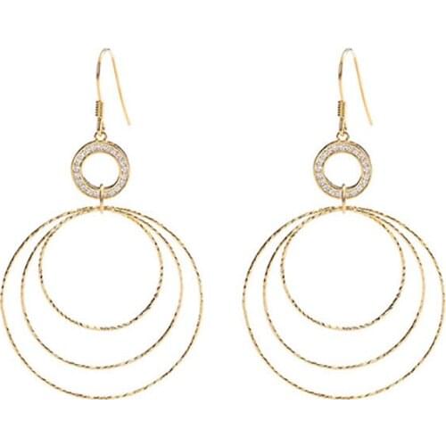 High Quality 925 Sterling Silver Dangle Earrings For Women Statement Cubic Zircon Round Hoop Circle Earring Party Gifts