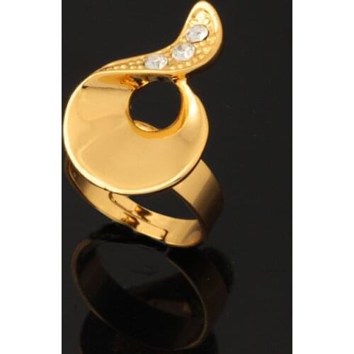 Yellow Gold Color Big Synthetic Rhinestone Wedding Jewelry Women Statement Rings Wholesale R286