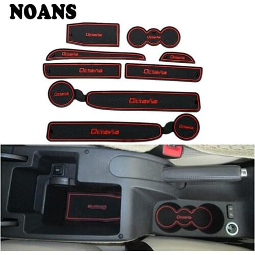 1set For Skoda Octavia A7 A5 2 3 2007-2014 2015 2016 2017 2018 2019 Car Interior Cup Mat Door Gate Slot Pad Storage Box Mat