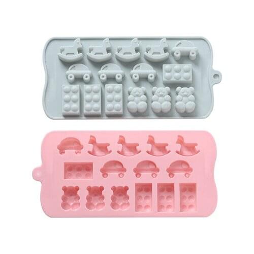 1PC Trojan Horse Car Bear Shape Fondant Baking Chocolate Silicone Mold for Cake Decorating Tools Craft Molds OK 1035